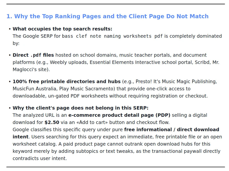 Agent report: the results for bass clef note naming worksheets pdf are free PDFs, while the analyzed page is a paid product